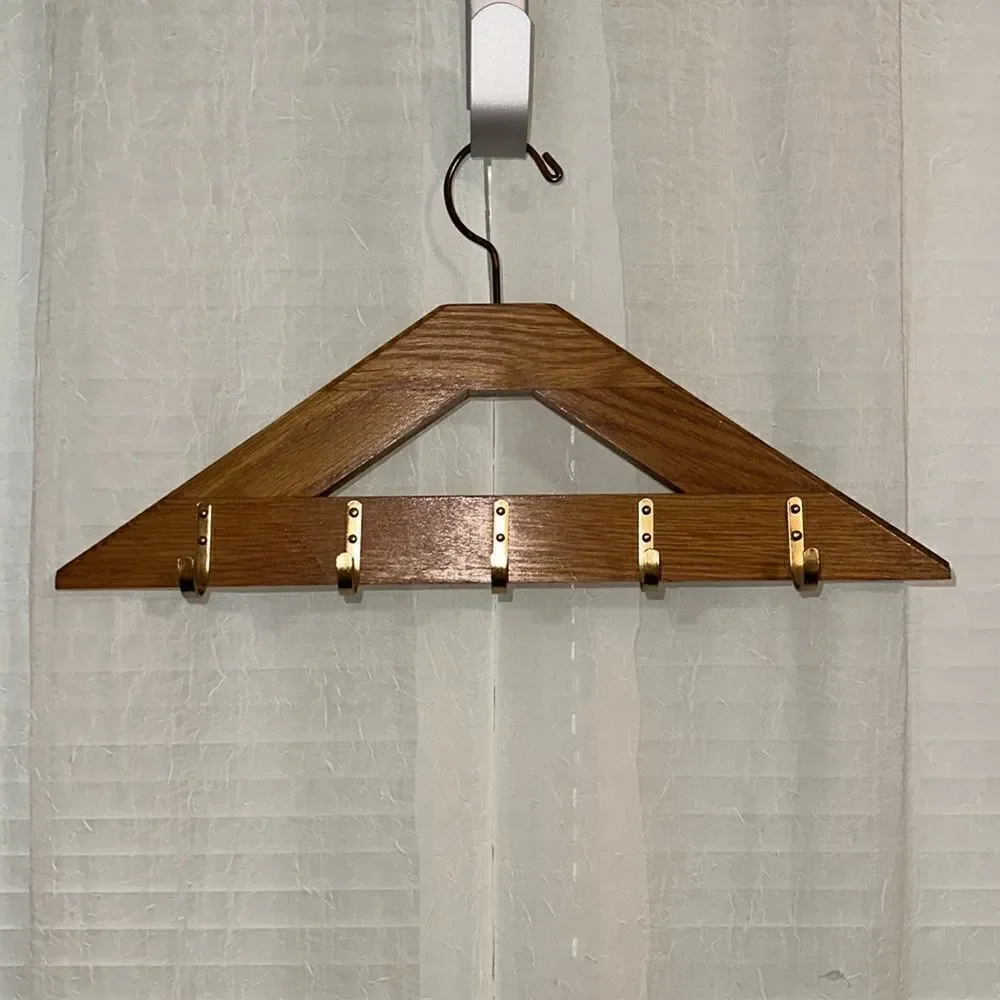 Vintage Oak Gold Tone Tie & Belt Hanger